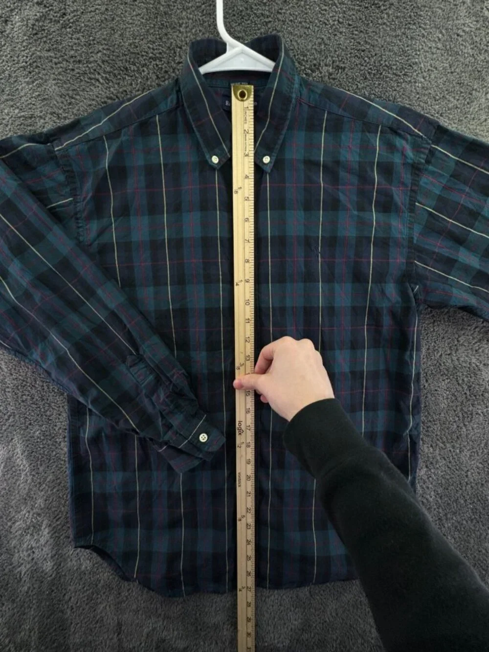 Ralph Lauren Boys Long Sleeve Button Up Shirt Green Plaid Large Cotton Pony Logo